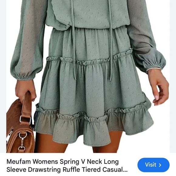 Women’s V-neck drawstring ruffle tiered mini dress NWOT - Picture 4 of 6